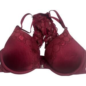 Auden Bra Plunge Push up Racerback Red 34C